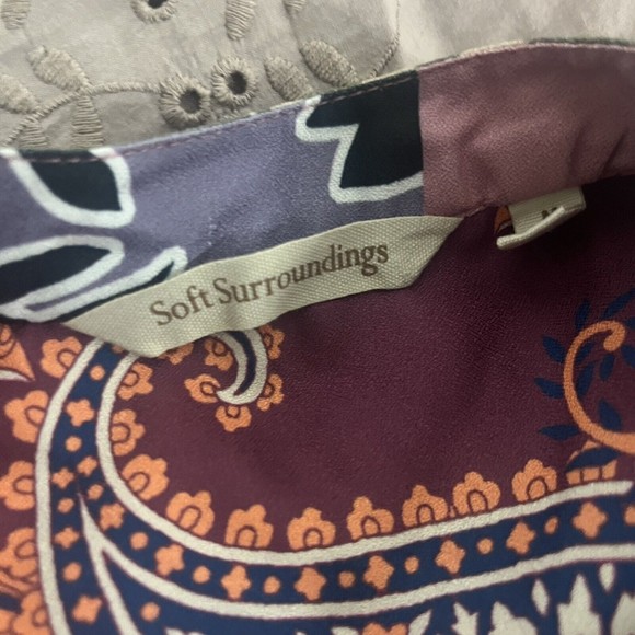 Soft Surroundings Womens Floral Paisley Multicolor Tunic Top Size M V-neck - Picture 7 of 7